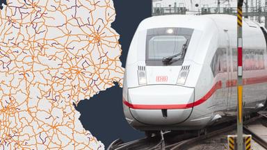 Zug und Karte zum Schienenetz