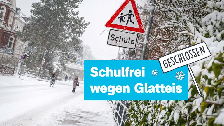 Schulfrei wegen Glatteis; Schnee; Straßenschlid; geschlossen