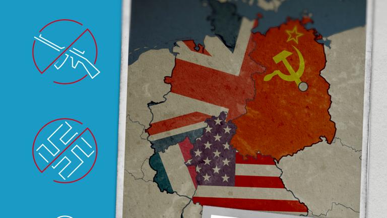 Besatzungszonen Deutschland, Foto zerstörte Stadt, Grafik