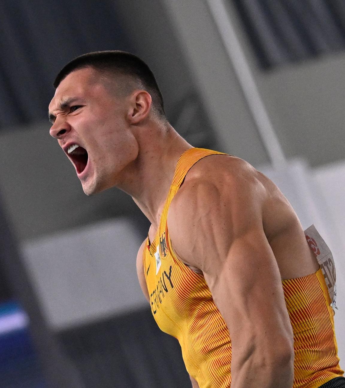 Till Steinforth aus Deutschland tritt bei den Leichtathletik-Hallenweltmeisterschaften in Nanjing an. 