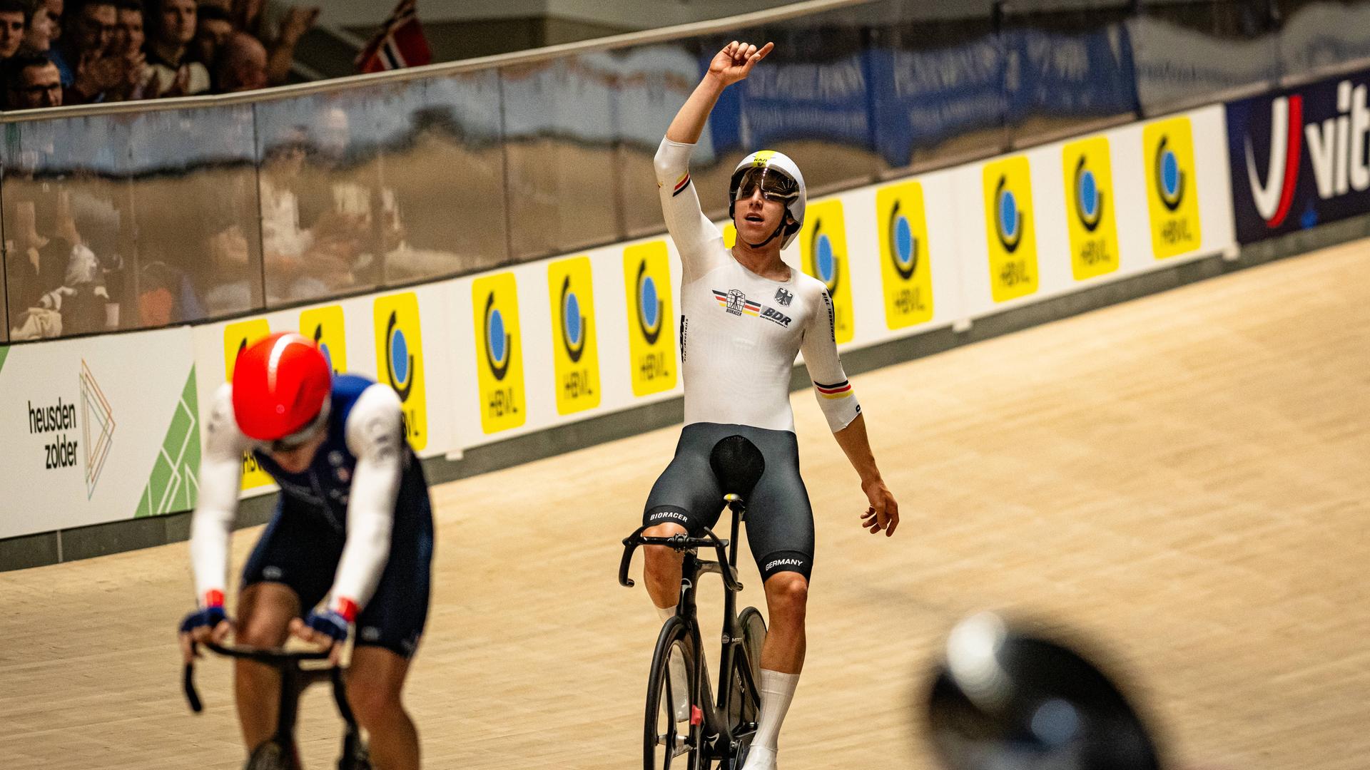 Bahnradfahrer Tim Teutenberg bei den Meisterschaften in Heusden-Zolder am 15.02.25.