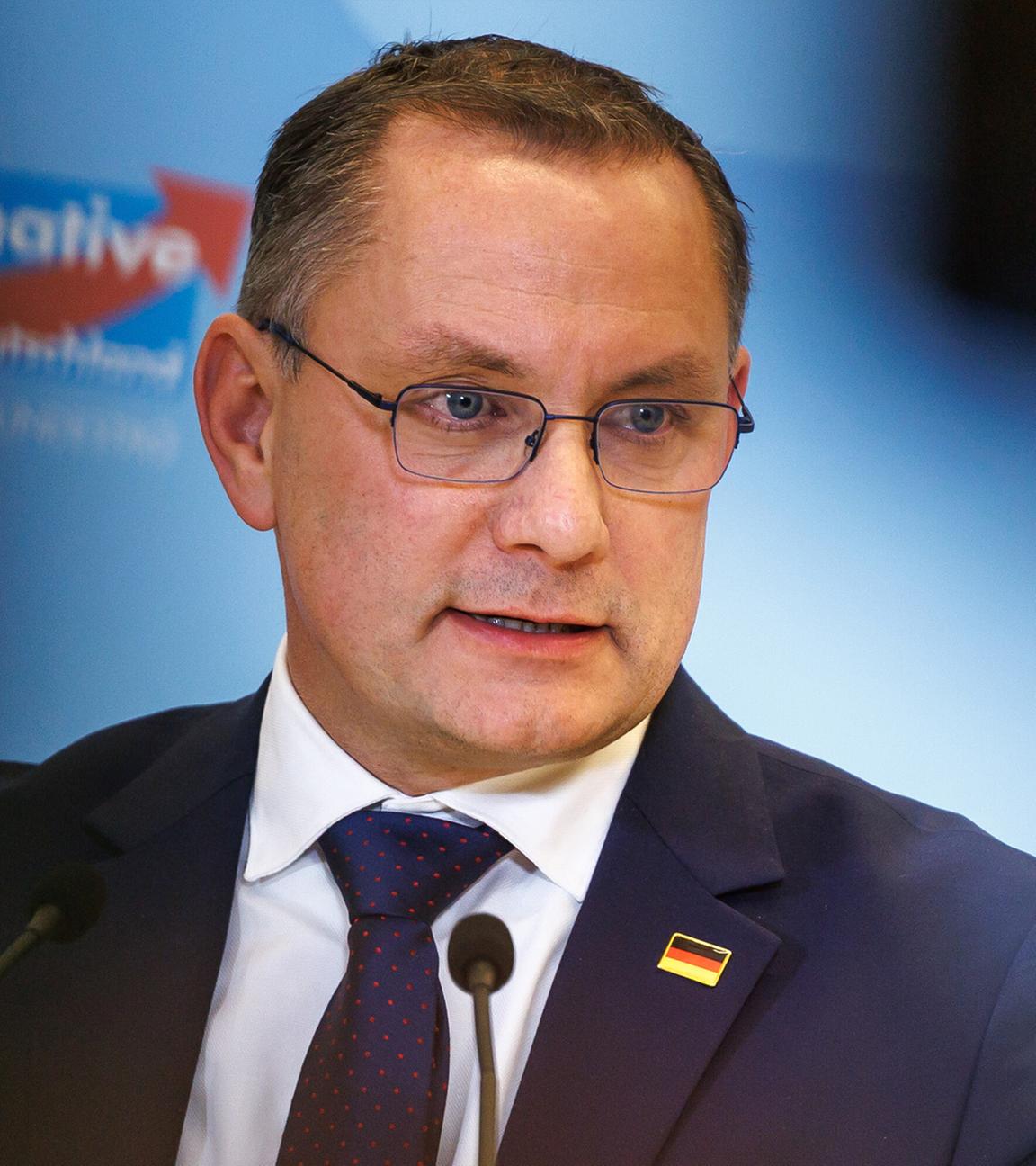 Co-Voristzender der AFD Bundestagsfraktion Tino Chrupalla während eines Pressestatements in Berlin. (Archiv)