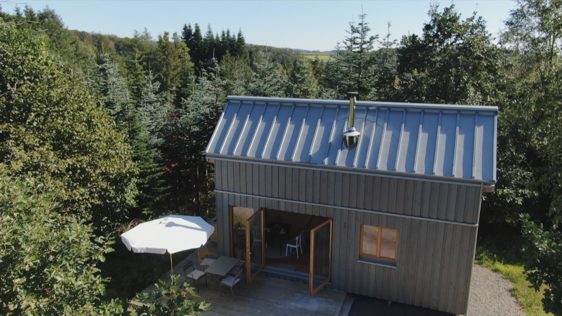 Tiny House aus Totholz von abgestorbenen Fichten