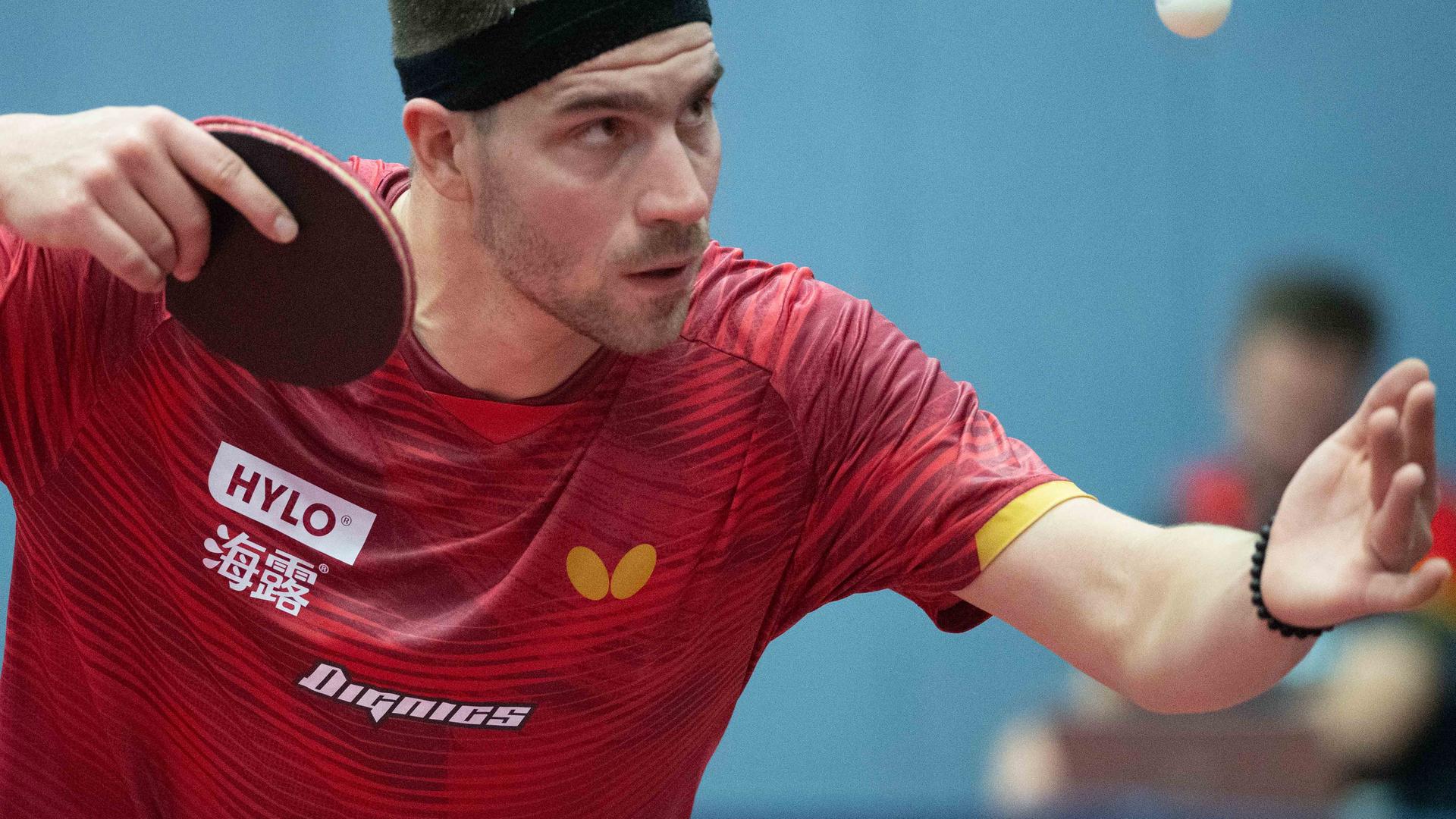 Tischtennisspieler Patrick Franziska in Aktion