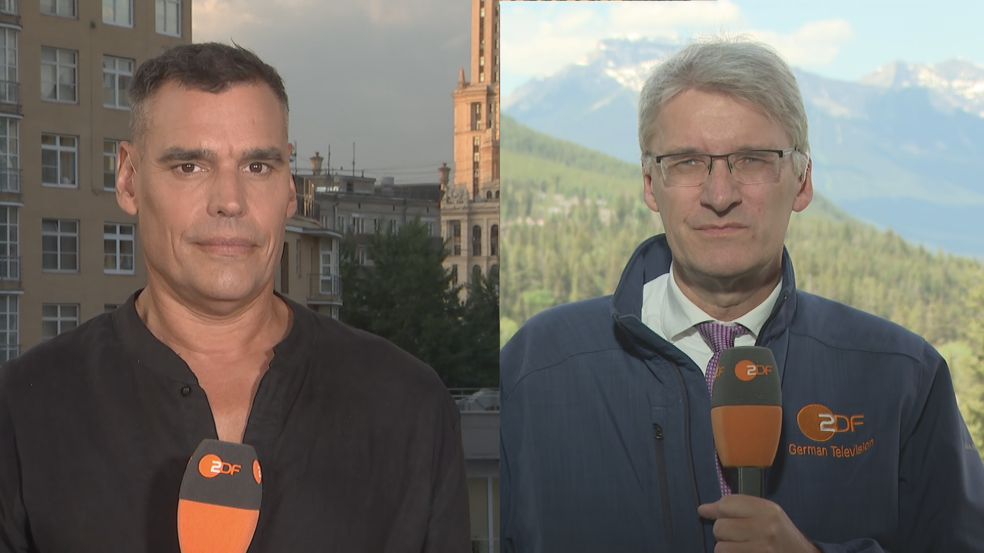 Elmar Theveßen in Kanada und Armin Coerper in Russland im Interview mit ZDFheute live