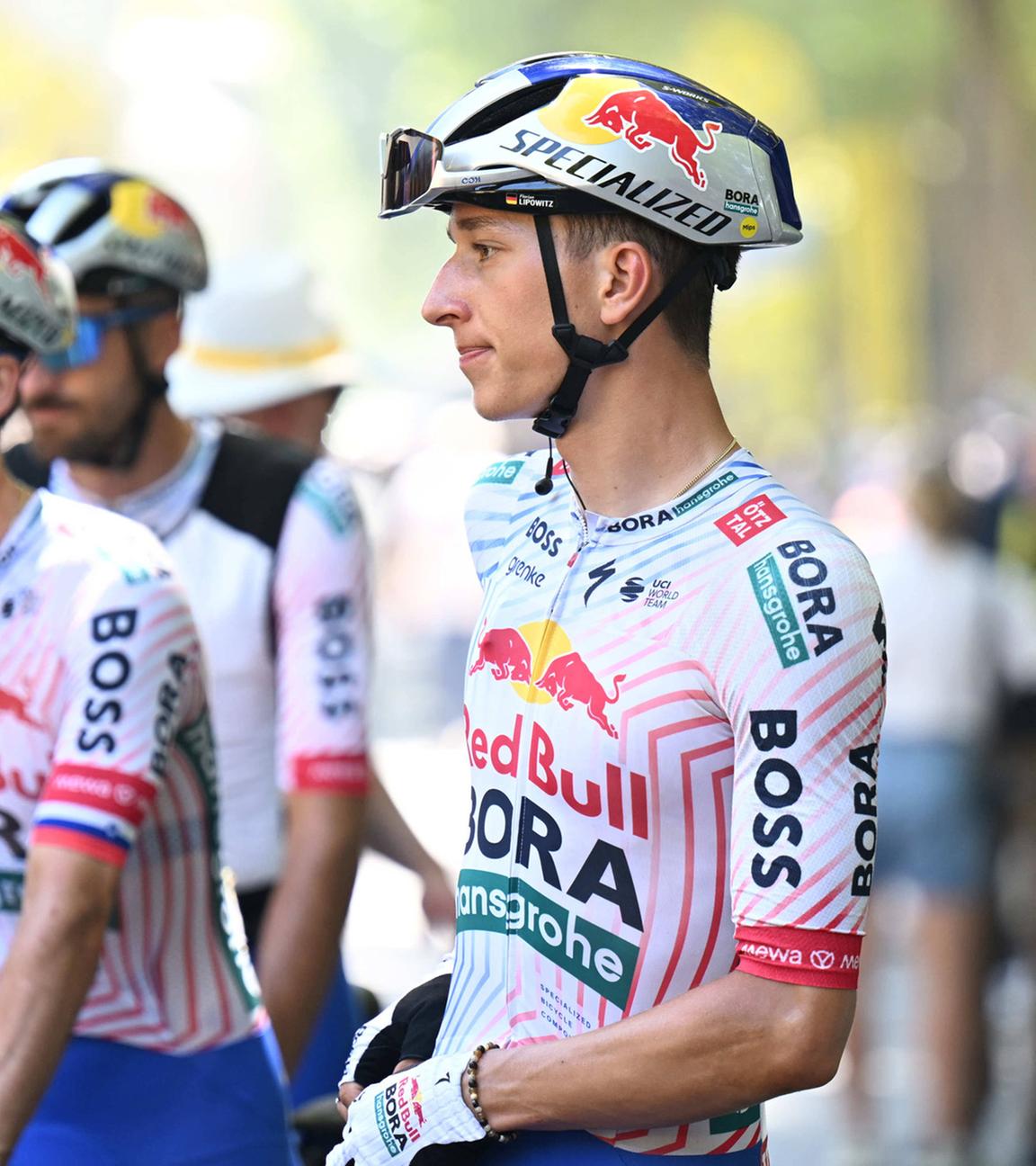 Mitglied des Red Bull, Bora, Hans Grohe Teams Florian Lipowitz am 13.07.2025 während der Tour de France in Chinon.
