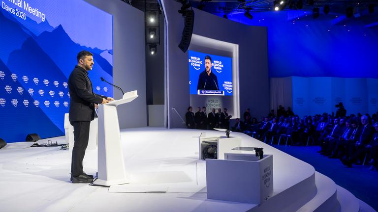 Der ukrainische Präsident Wolodymyr Selenskyj spricht beim Jahrestreffen des Weltwirtschaftsforums 