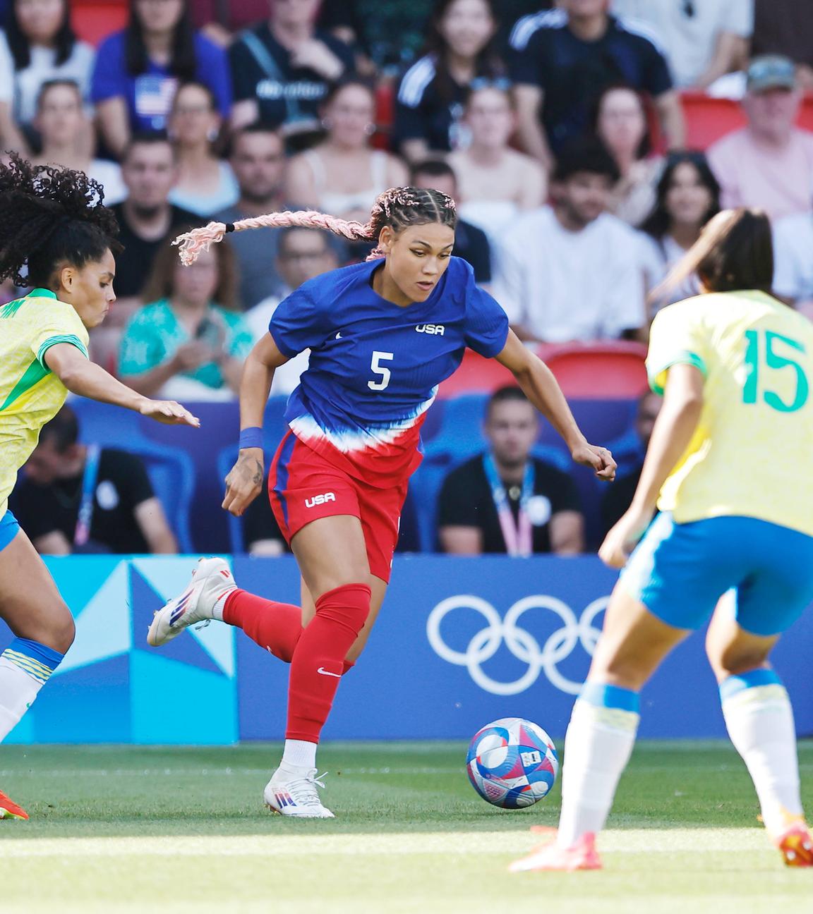 Frauenfußball Goldmedaillenspiel zwischen Brasilien 0-1 USA im Parc des Princes in Paris, Frankreich. 