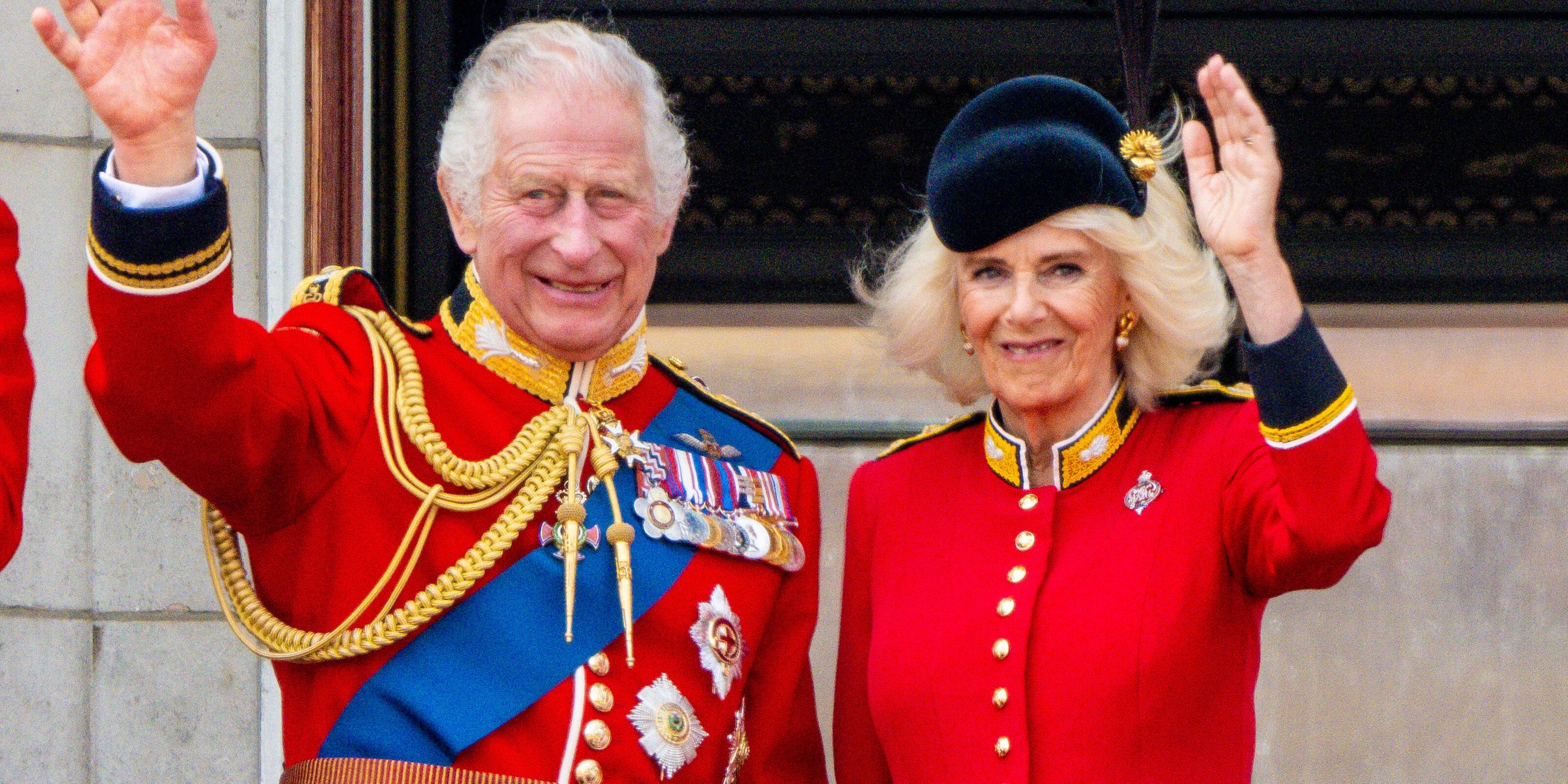 König Charles III. und Königin Camilla auf Balkon bei Parade Trooping the Colour - 2023