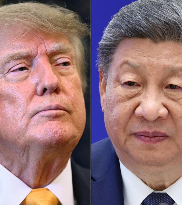 This combination of pictures created on September 16, 2026 shows (L/R) US President Donald Trump in Washington, DC, on September 4, 2026 and China's President Xi Jinping in Bishkek on September 1, 2026.
