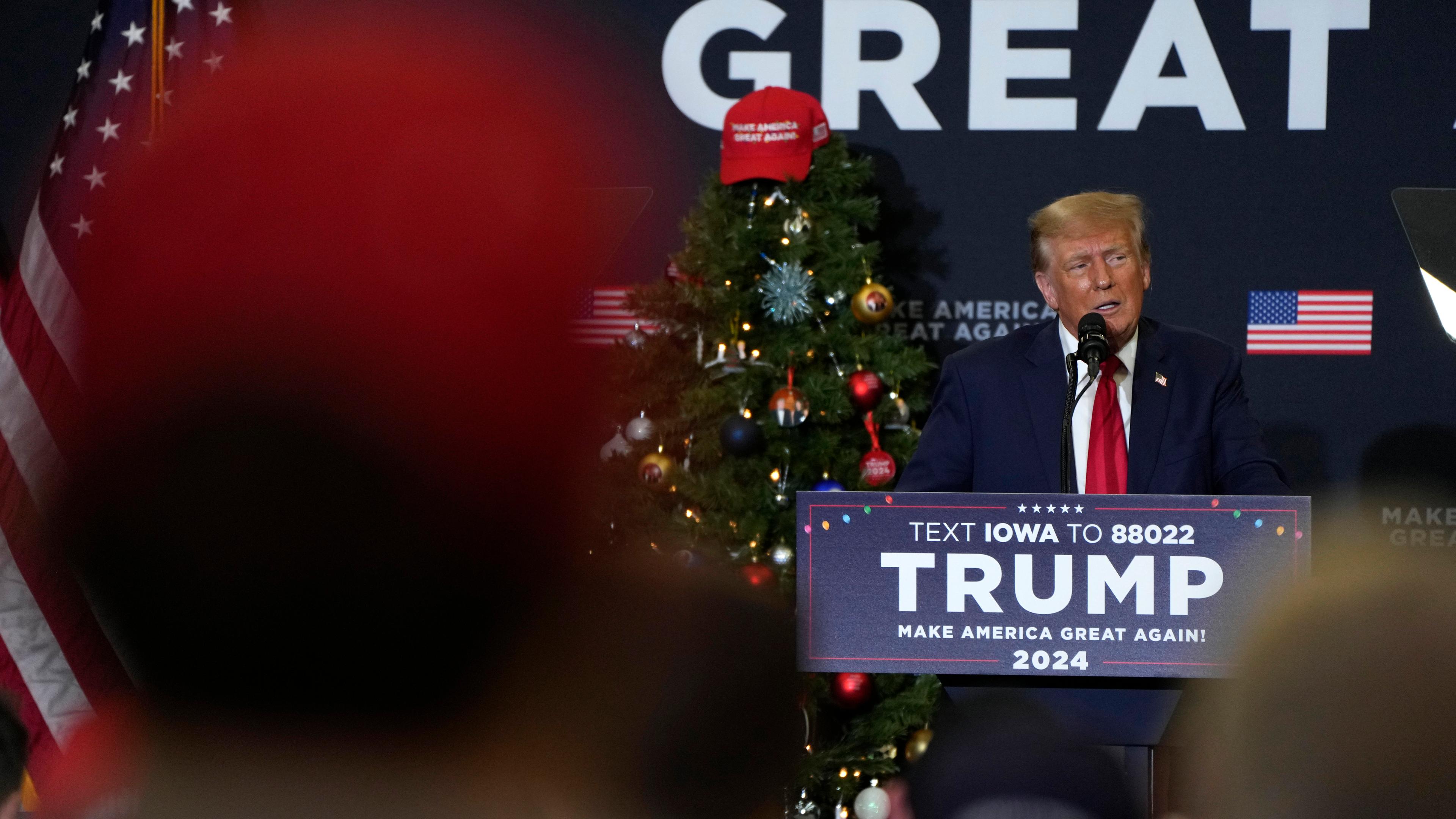 Der ehemalige US-Präsident Donald Trump während eines Auftritts im Bundesstaat Iowa.