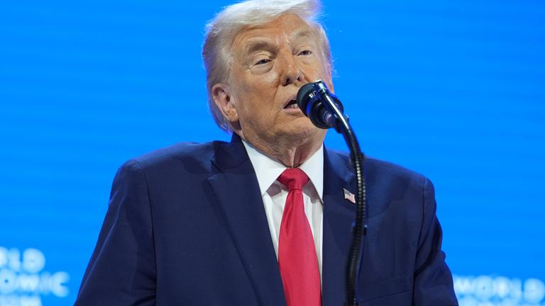 US-Präsident Donald Trump spricht während der Jahrestagung des Weltwirtschaftsforums in Davos. 