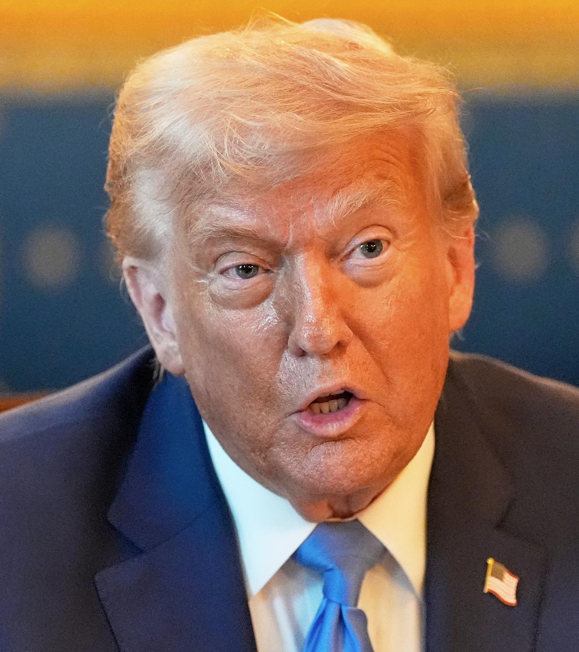 President Donald Trump speaks during a meeting with Israel's Prime Minister Benjamin Netanyahu in the Blue Room of the White House, Monday, July 7, 2025, in Washington.