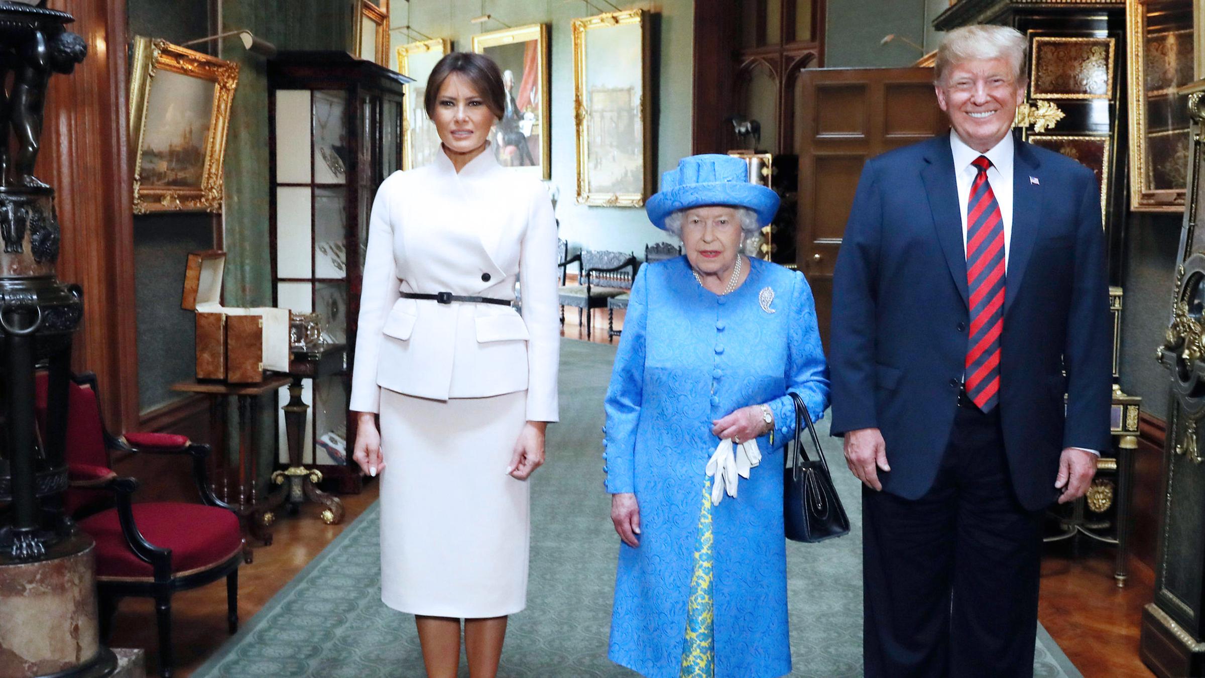 Donald Trump, Präsident der USA, und seine Frau Melania zu Besuch bei Queen Elizabeth II, aufgenommen am 13.07.2018 in Windsor, England