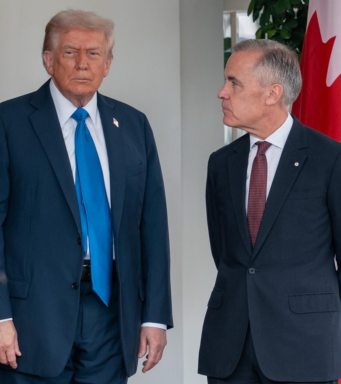  US-Präsident Donald Trump (l) empfängt den kanadischen Premierminister Mark Carney vor ihrem Treffen im Weißen Haus.