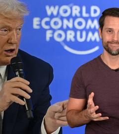 Links zu sehen ist US-Präsident Donald Trump, rechts sieht man Mirko Drotschmann. Das Bild hat keine ZDF-Logos