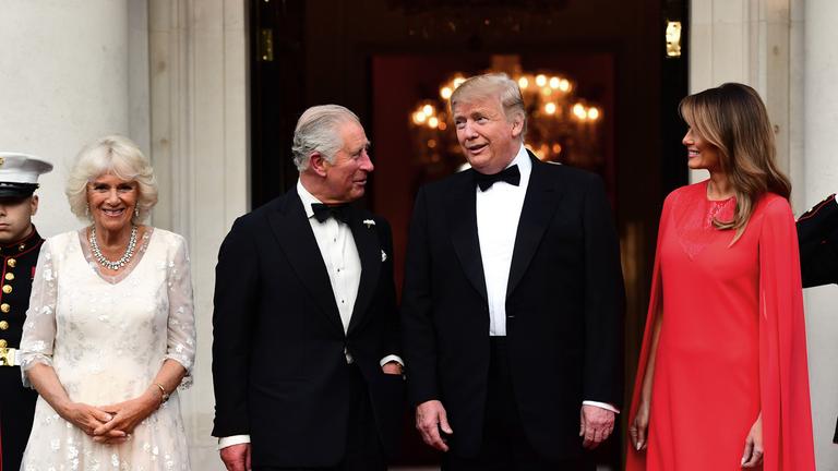 Herzogin Camilla, Prinz Charles, US-Präsident Trump und First Lady Melania beim Staatsbankett am 04.06.2019 in London.