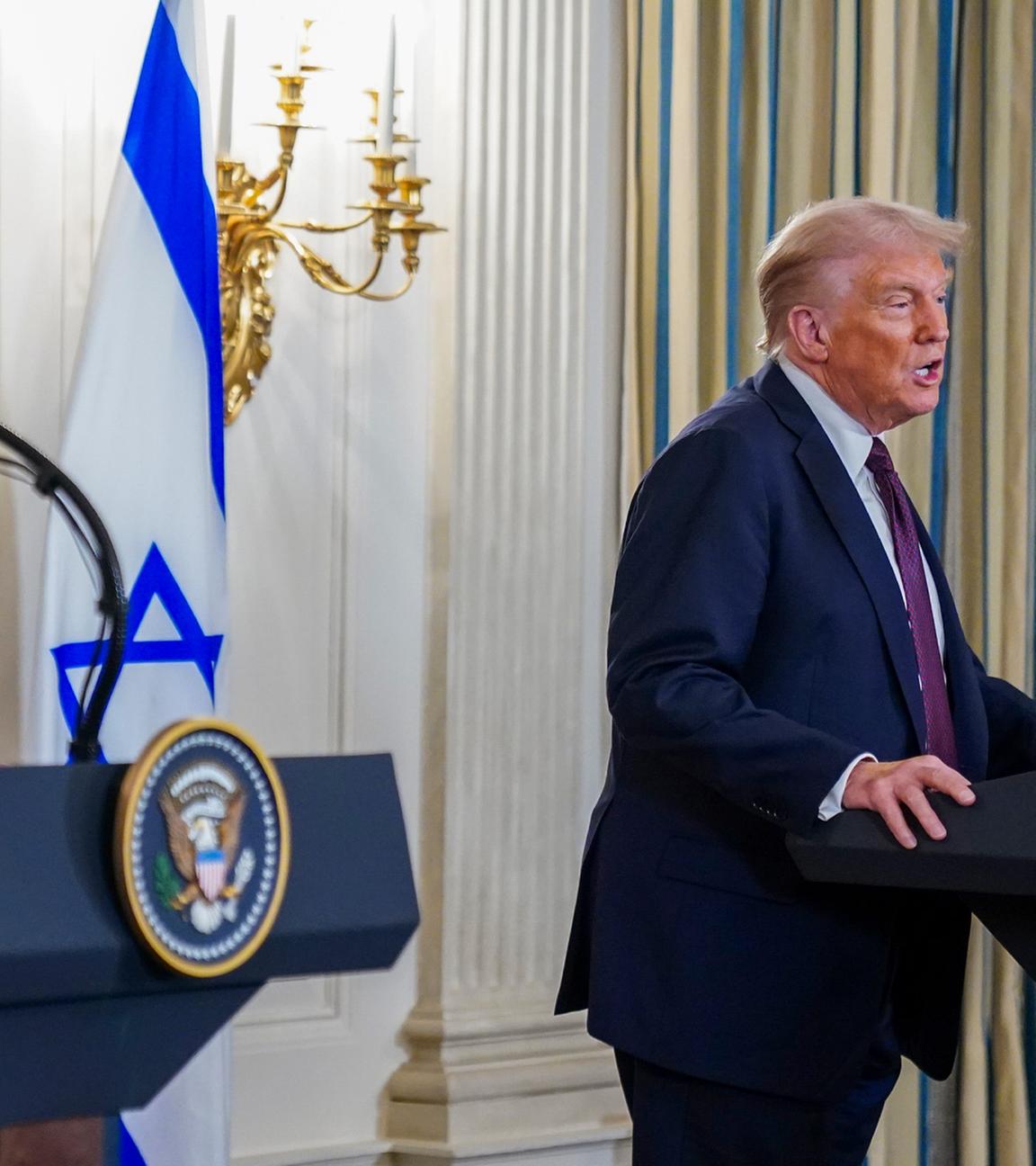 US-Präsident Donald Trump und Israels Premierminister Benjamin Netanjahu während einer Pressekonferez am 29.09.2025 im Weißen Haus in Washington.