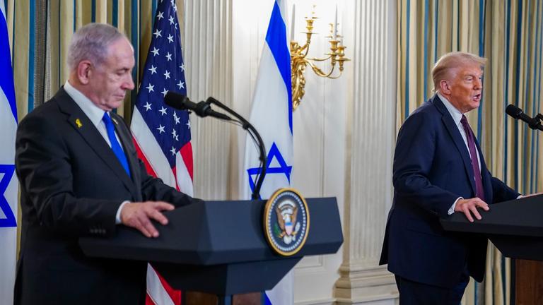 US-Präsident Donald Trump und Israels Premierminister Benjamin Netanjahu während einer Pressekonferez am 29.09.2025 im Weißen Haus in Washington.