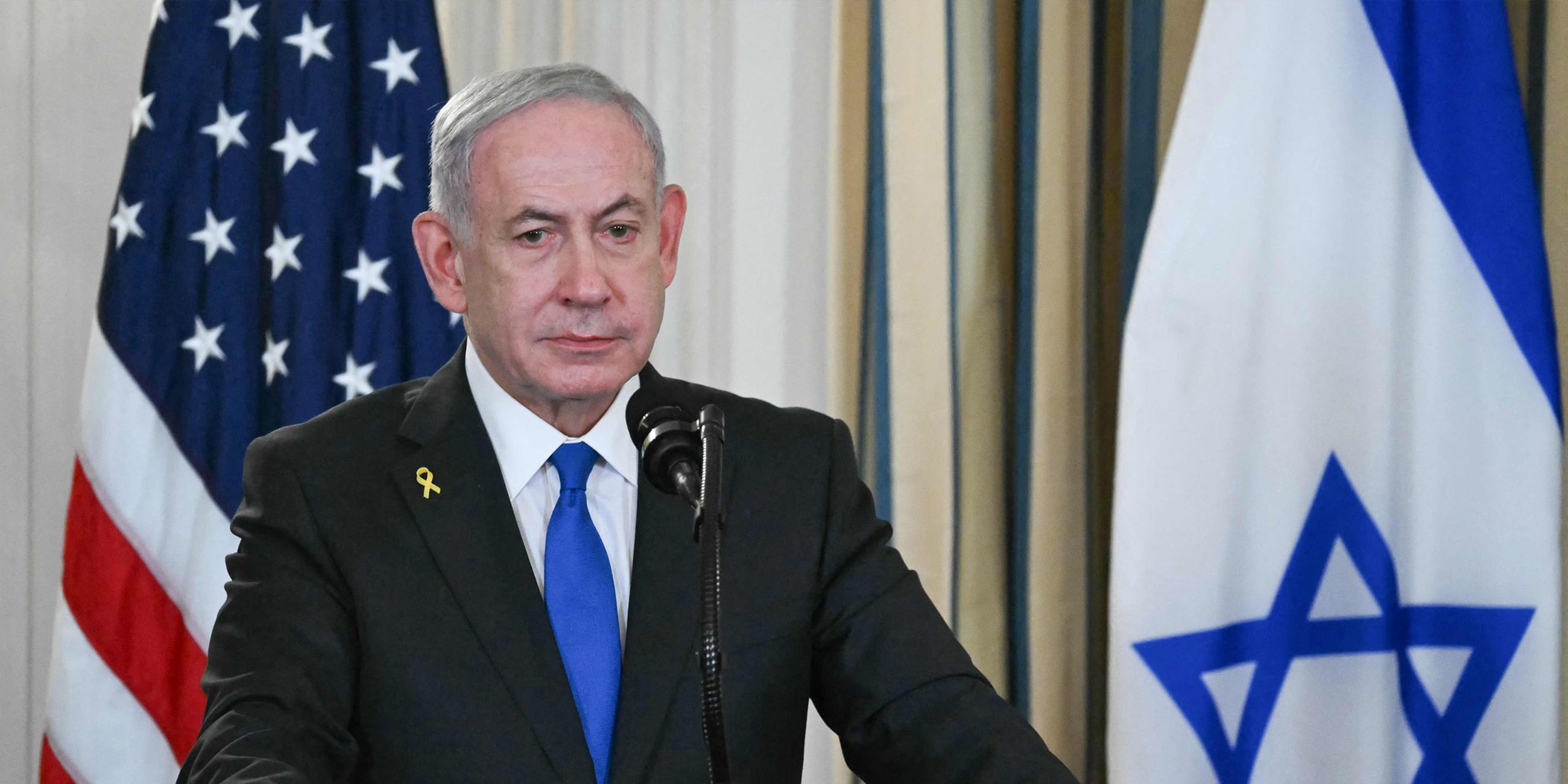 Israels Premierminister Benjamin Netanjahu während einer Pressekonferez am 29.09.2025 im Weißen Haus in Washington.