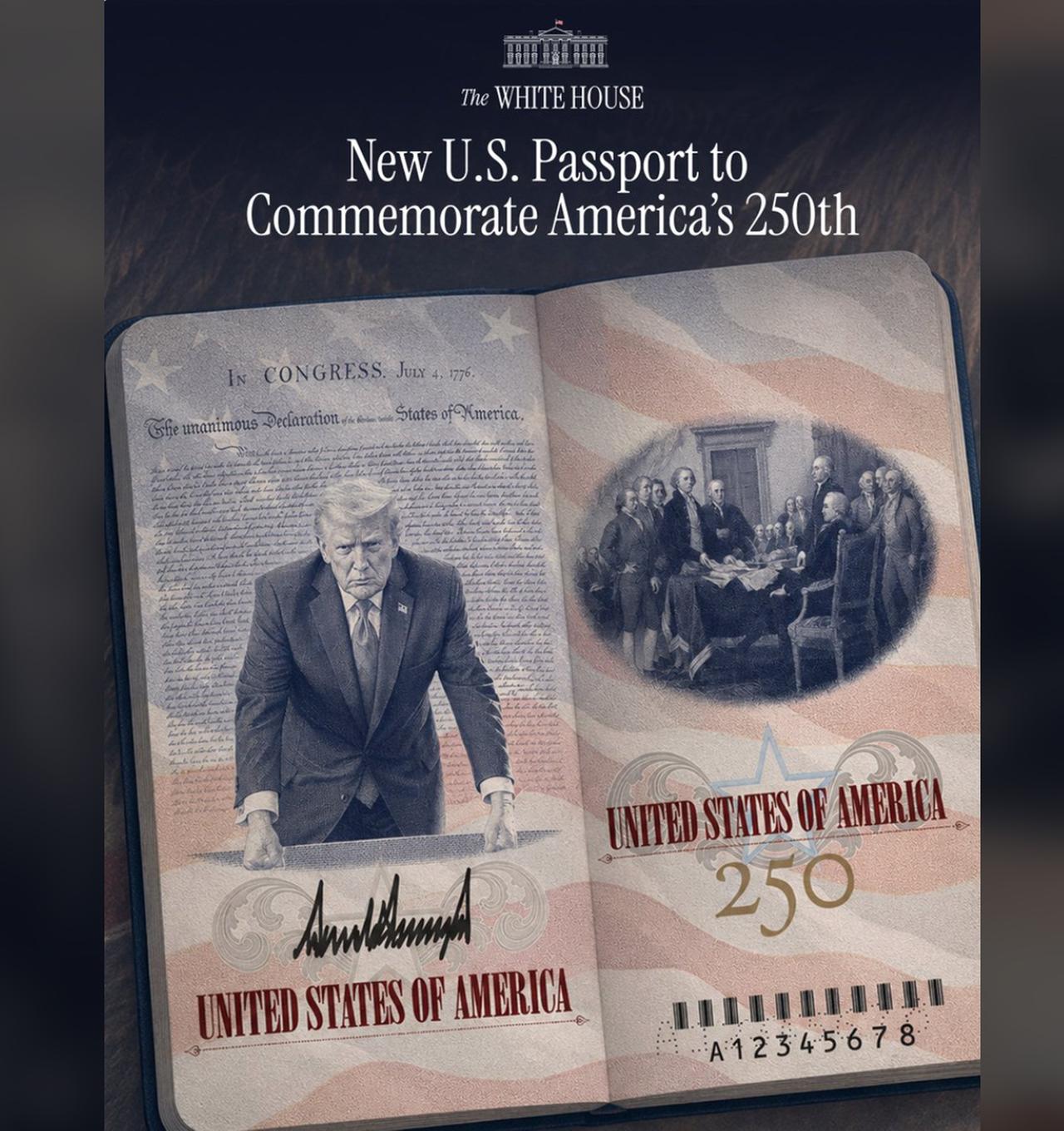 Ein auf X vom Weißen Haus geteiltes Bild zeigt das neue Design des US-Reisepasses.