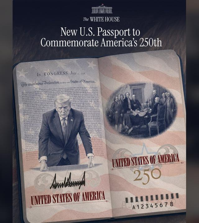 Ein auf X vom Weißen Haus geteiltes Bild zeigt das neue Design des US-Reisepasses.