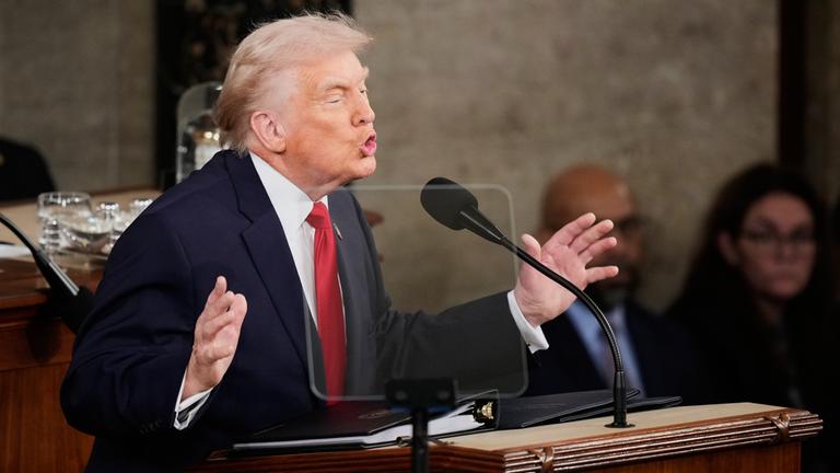 US-Präsident Donald Trump hält die Rede zur Lage der Nation vor einer gemeinsamen Sitzung des Kongresses im US-Kapitol. 