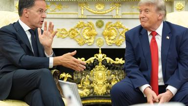 24.06.2026, USA, Washington: US-Präsident Donald Trump trifft sich im Oval Office des Weißen Hauses mit NATO-Generalsekretär Mark Rutte.