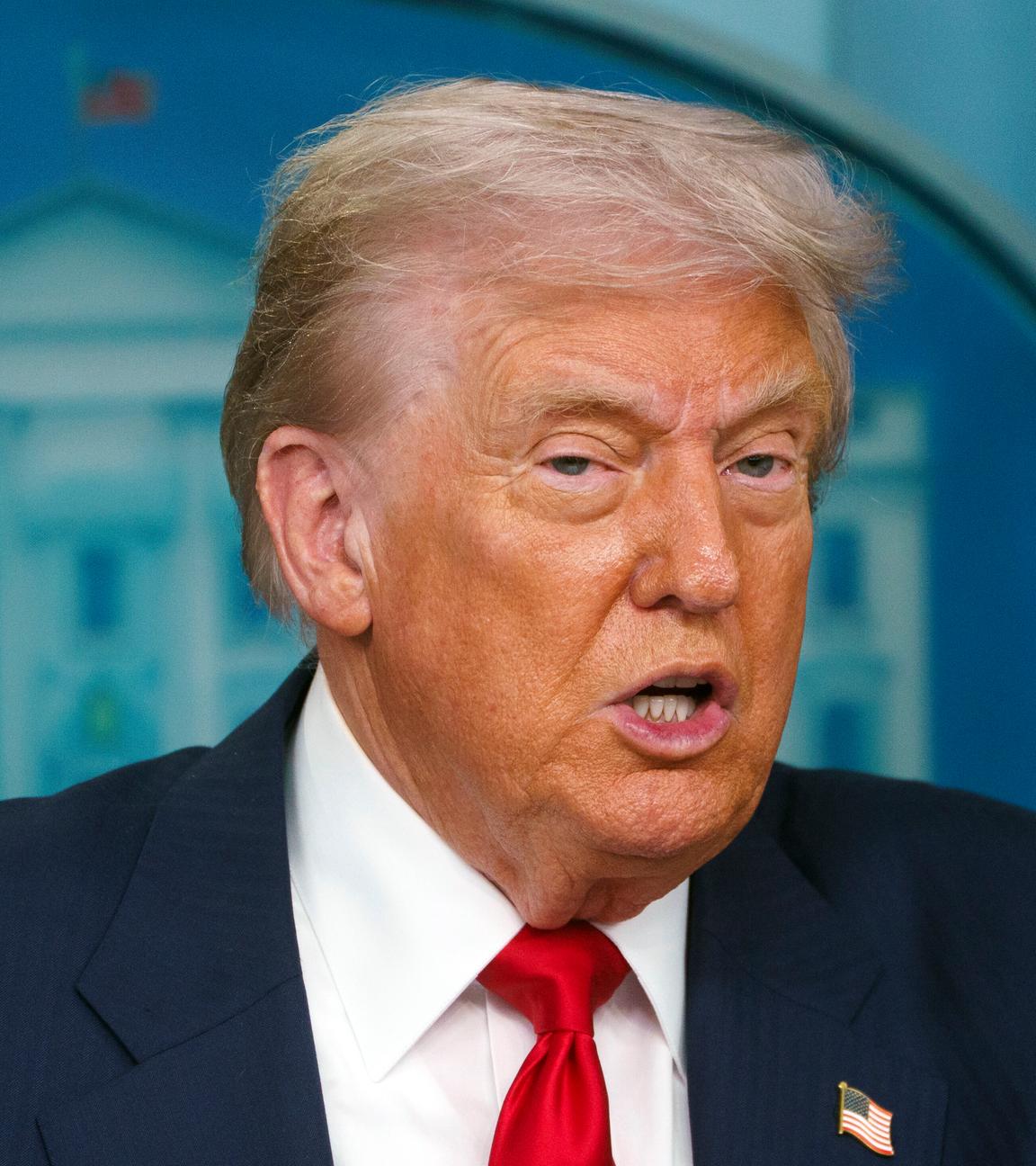 US-Präsident Trump bei einer Pressekonferenz im Weißen Haus. 