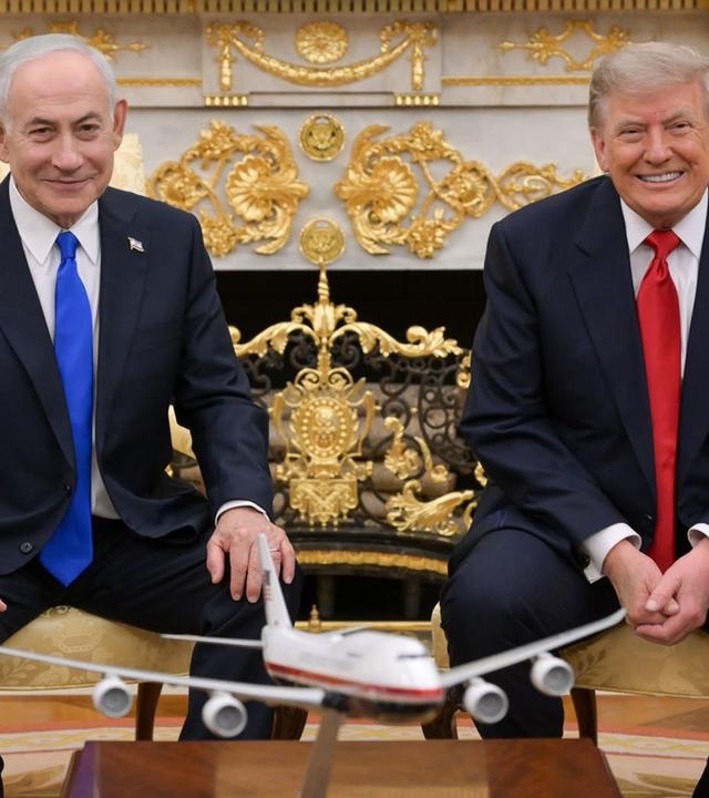 US-Präsident Donald Trump (r) trifft Israels Ministerpräsidenten Benjamin Netanjahu im Weißen Haus. 