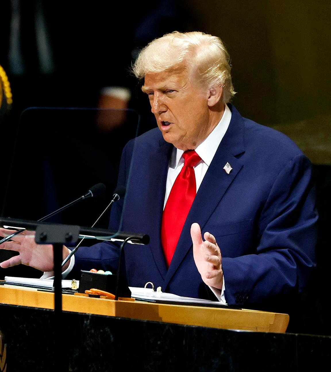 U.S. President Donald Trump speaks during the 80th session of the UNs General Assembly (UNGA) at the United Nations headquarters