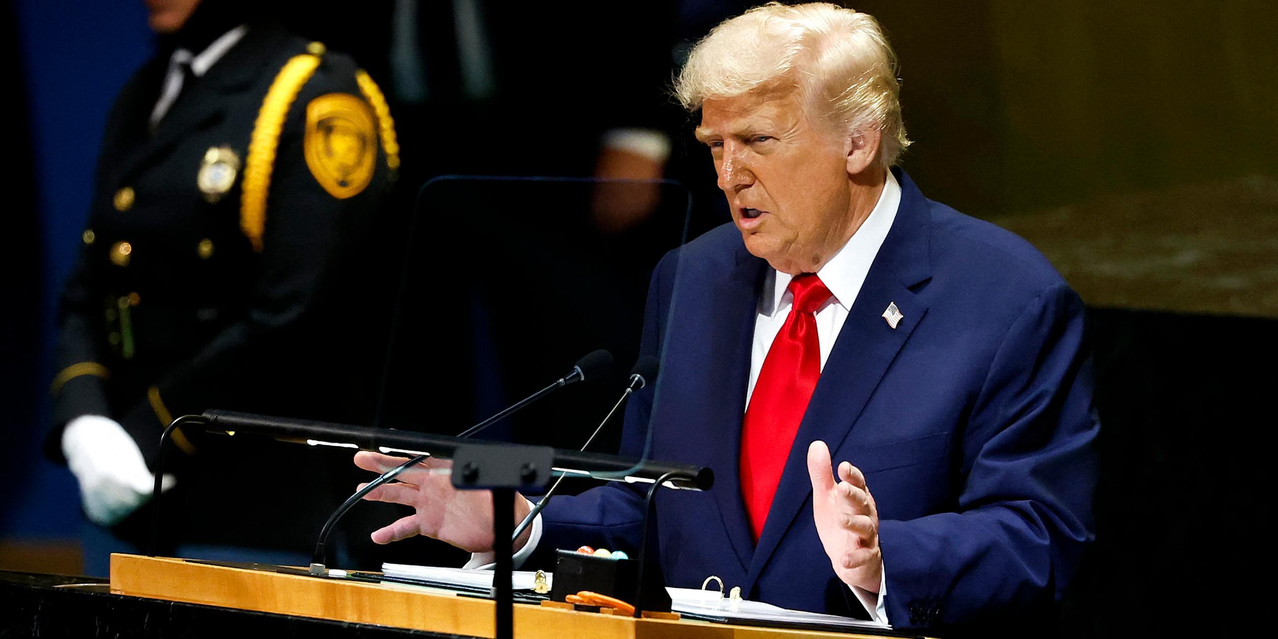 U.S. President Donald Trump speaks during the 80th session of the UNs General Assembly (UNGA) at the United Nations headquarters