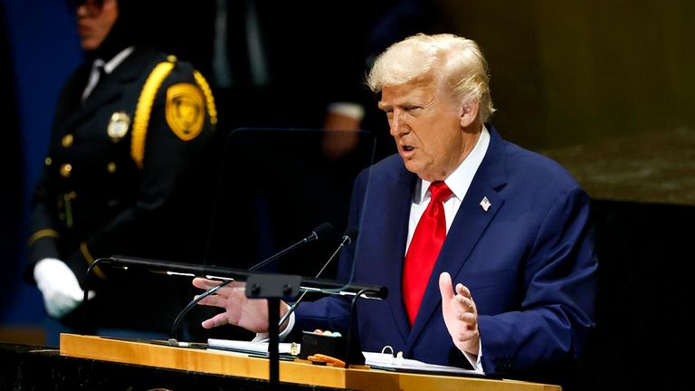 U.S. President Donald Trump speaks during the 80th session of the UNs General Assembly (UNGA) at the United Nations headquarters