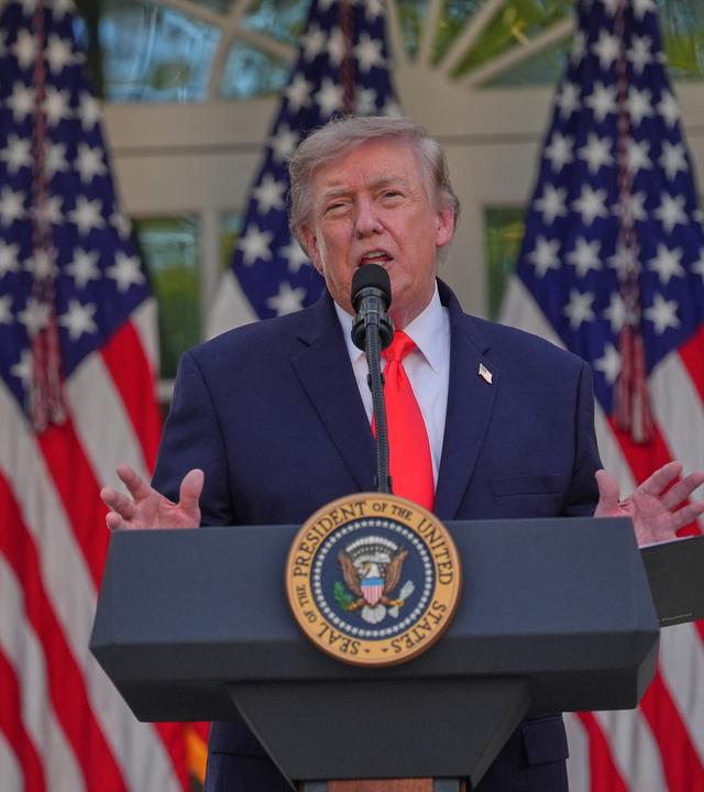 President Donald Trump speaks at a Rose Garden Club dinner with farmers, in the Rose Garden of the White House, Thursday, June 25, 2026, in Washington.