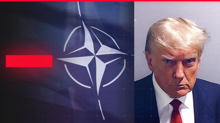 Donald Trump und NATO-Fahne