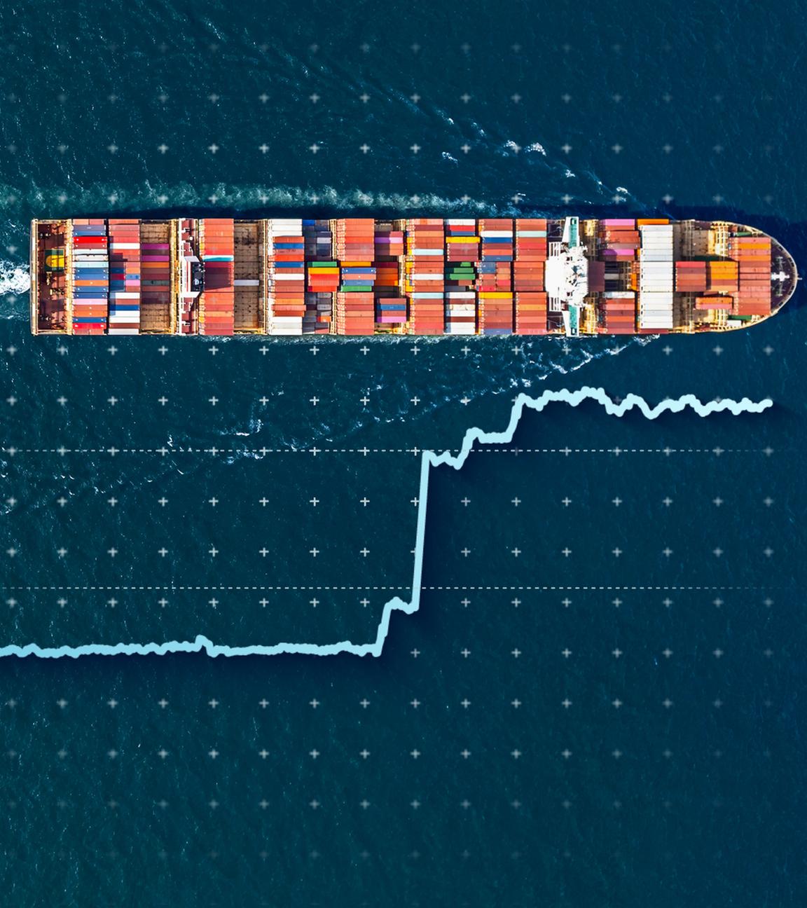 Trumps Zollstreit: Containerschiff mit Grafik