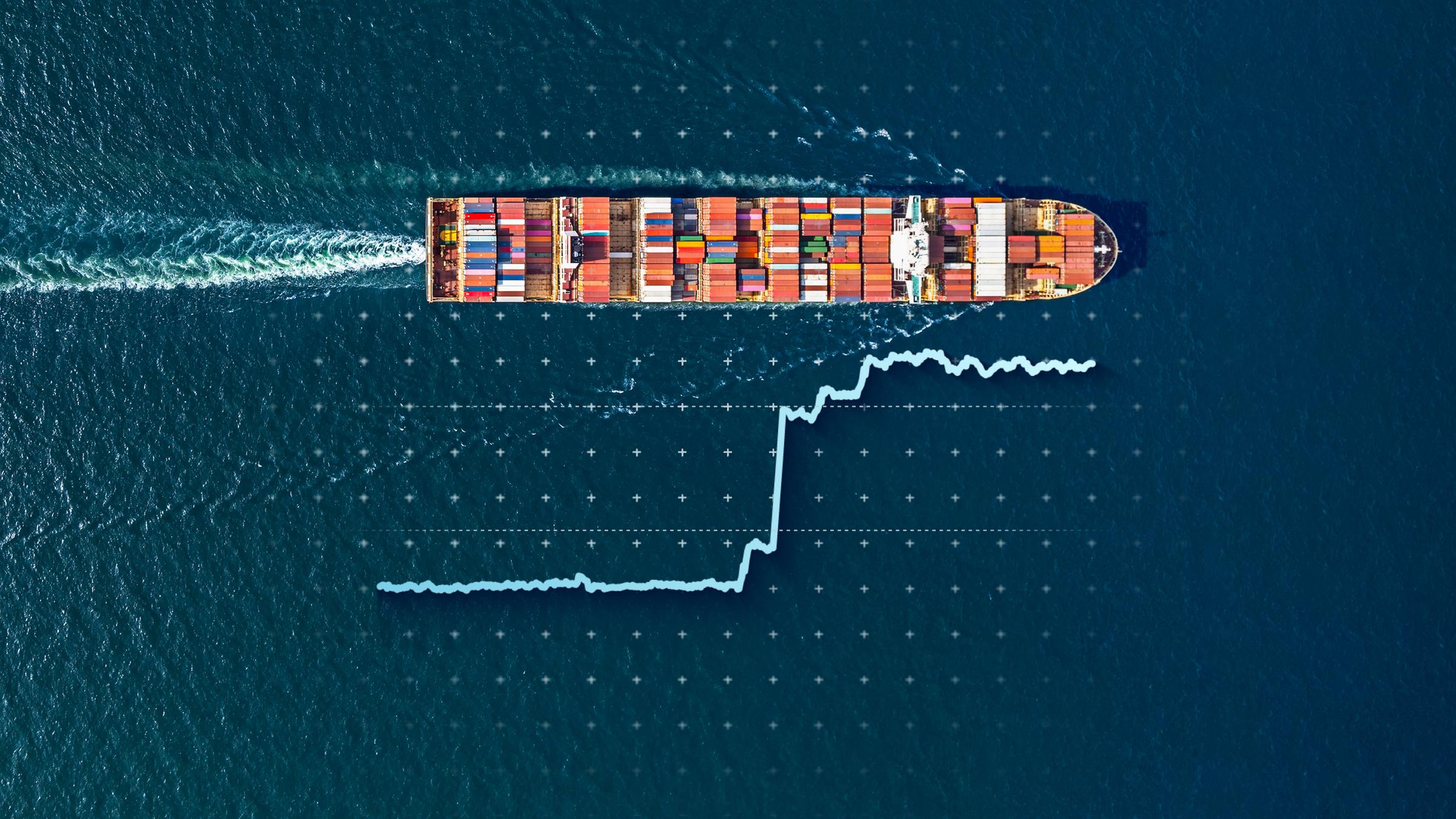 Trumps Zollstreit: Containerschiff mit Grafik