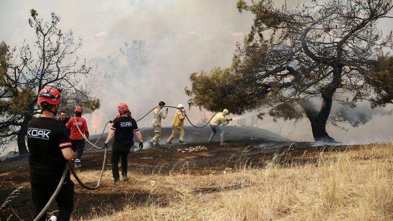 Türkei: Brandbekämpfung im Waldgebiet zwischen den Bezirken Gürsu und Kestel in Bursa
