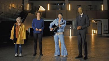 Das Bild ist eine Animation. Zu sehen sind: Greta Thunberg, Lena Ganschow, Elvis Presley und Barack Obama.