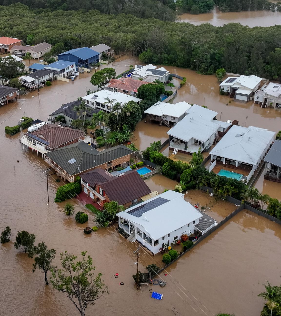 Überschwemmungen rund um die Settlement Point Road in Port Macquarie, New South Wales, Australien, 22. Mai 2025. 