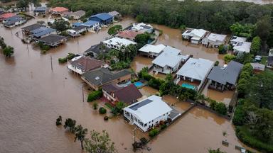 Überschwemmungen rund um die Settlement Point Road in Port Macquarie, New South Wales, Australien, 22. Mai 2025. 