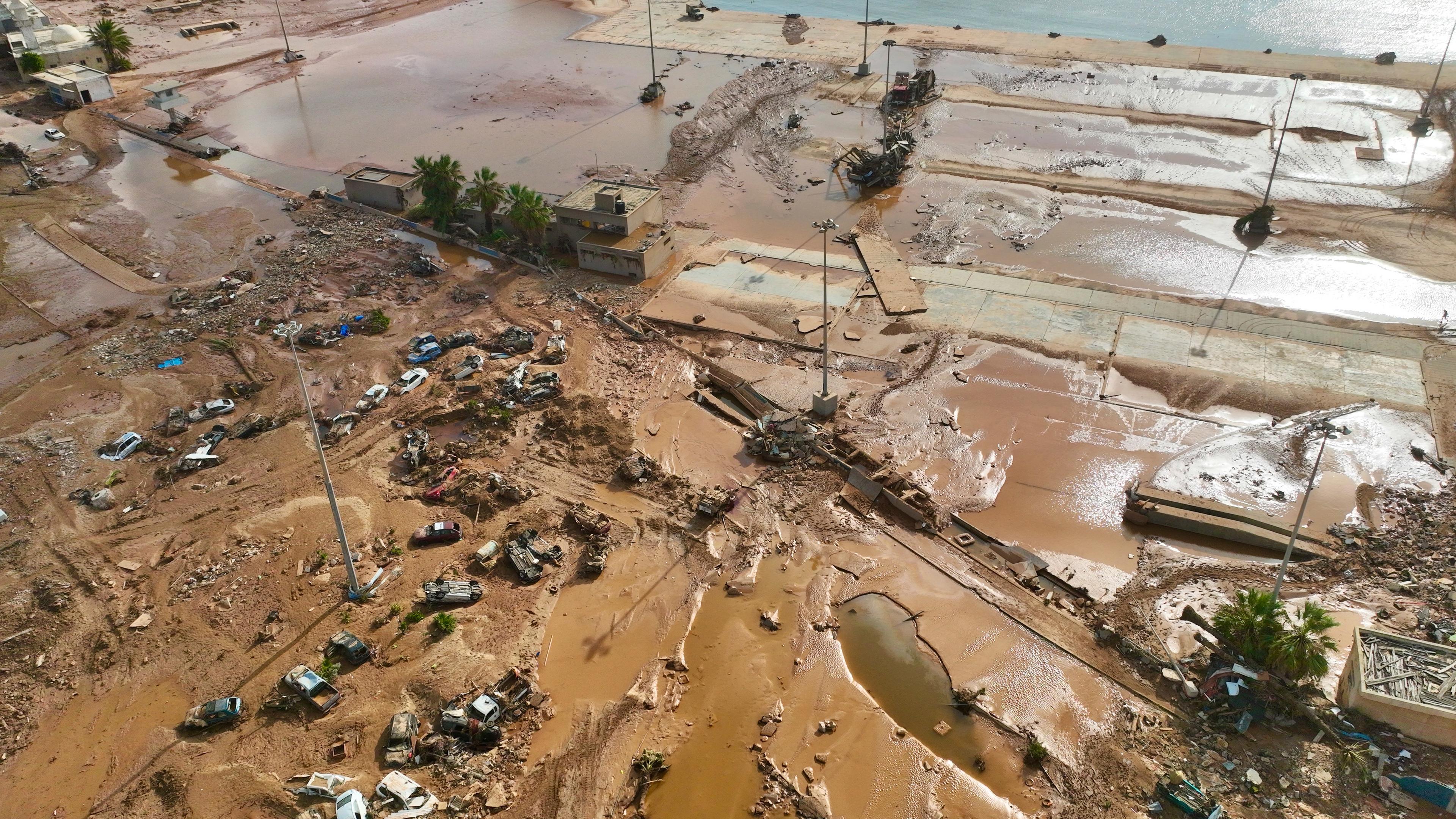 Unwetter-Katastrophe in Libyen, aufgenommen am 12.09.2023 in der verwüstete Hafenstadt Darna