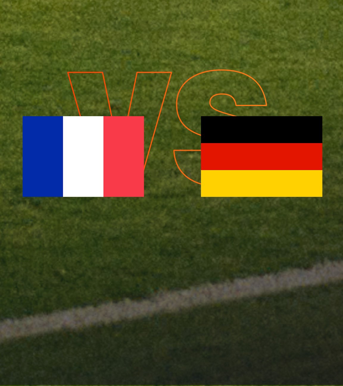 Französische und deutsche Flagge vor grünem Rasen.