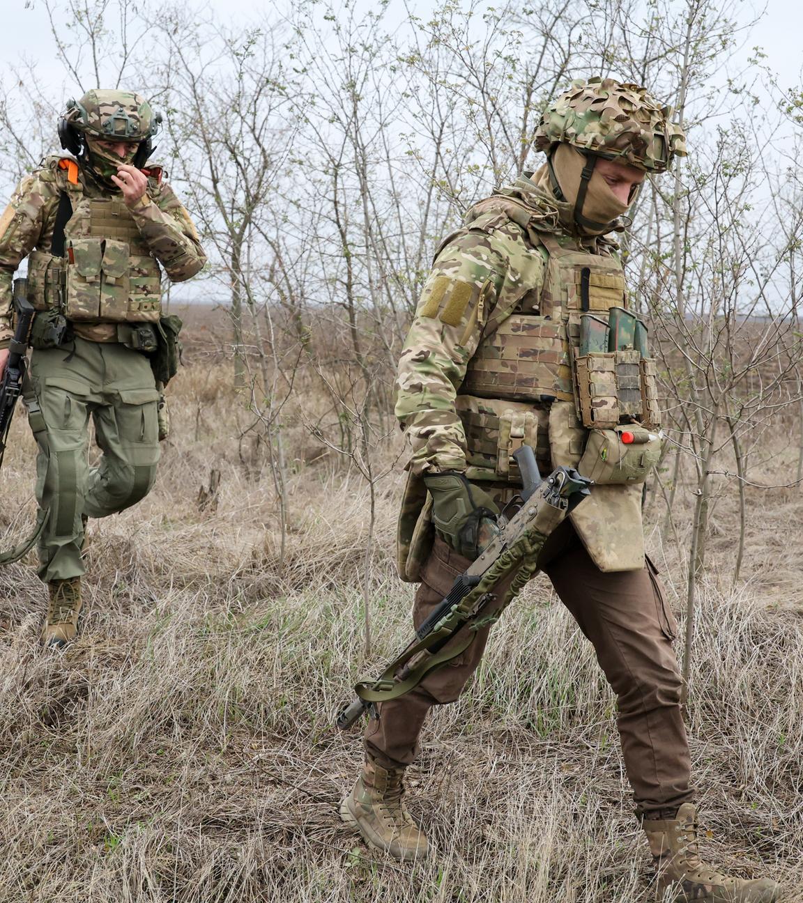 Soldaten der russischen Armee absolvieren ein Kampftraining in der Region Saporischschja.