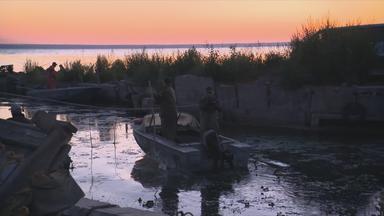 Die Fischer von Bilhorod-Dnistrovsky im Westen der Ukraine nahe Odessa