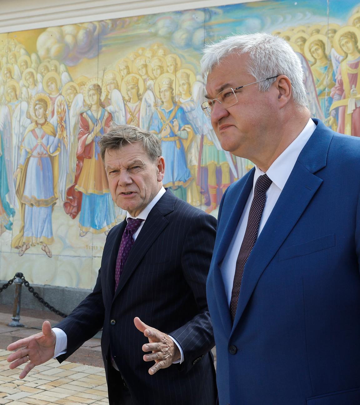 Der deutsche Außenminister Johann Wadephul und sein ukrainischer Kollege Andrii Sybiha in Kiew.