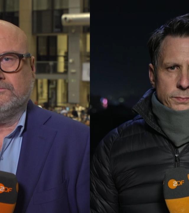 Live-Schalte mit dem ZDF-Korrespondenten Ulf Röller in Brüssel und Reporter Timm Kröger in Kiew.