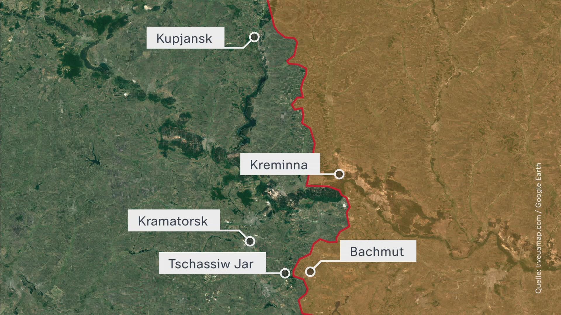 Karte vom Frontverlauf in der Ukraine