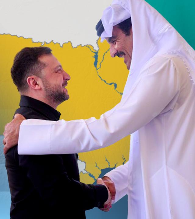 Ukraines Präsident Selenskyj mit Scheich Tamim bin Hamad Al Thani, amtierender Emir von Katar.