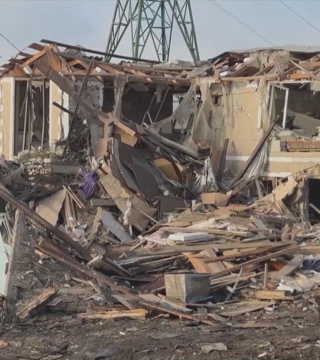 Zerstörtes Gebäude in der Ukraine